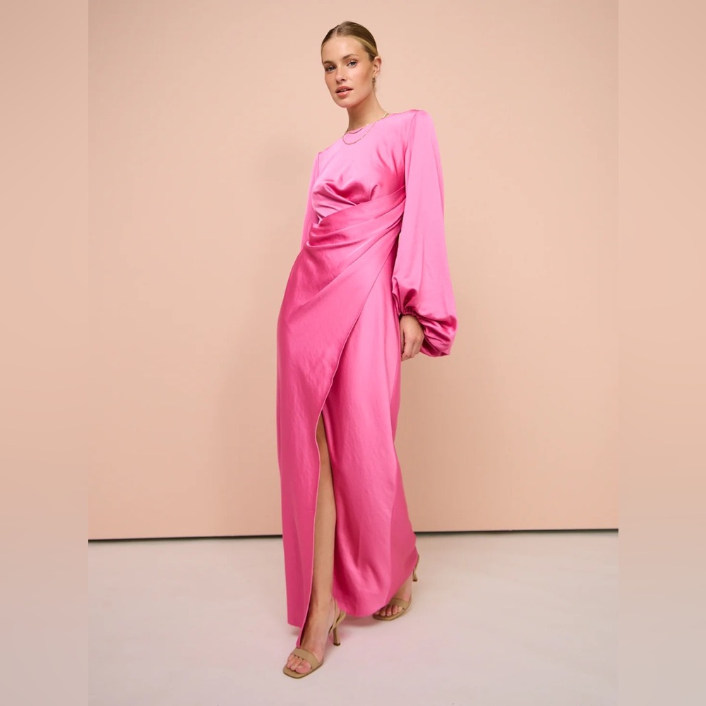 Significant Other Lara Long Sleeve Dress In Pop Pink, NWT, Small